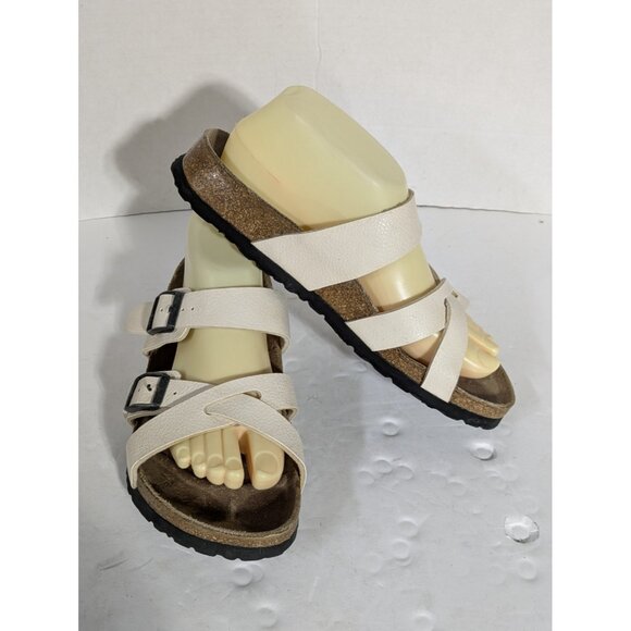 Birkenstock Birki's Nepal Cream Double Straped Leather Sandals Size 39 US 8 - Picture 4 of 13